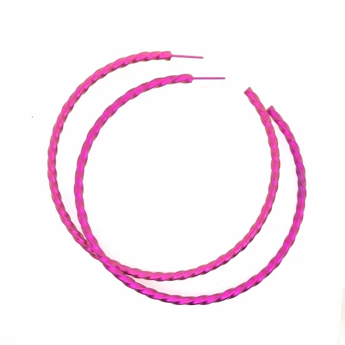 Large Twisted Pink Hoops Earrings